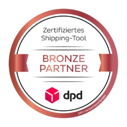 Logo: DPD Zertifikat als offizielles Shipping Tool im Bronze Partner Status